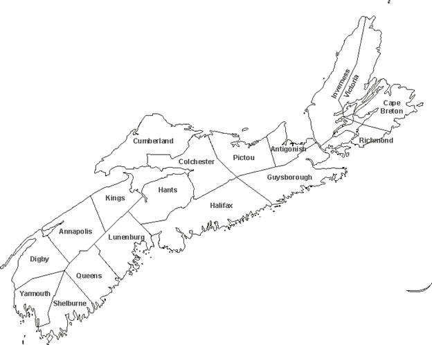 County Map of Nova Scotia