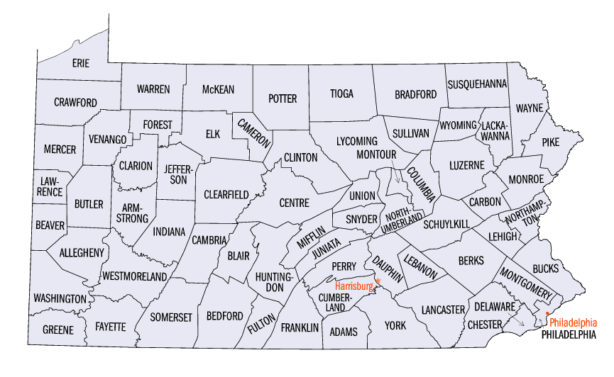 Pennsylvania County Map