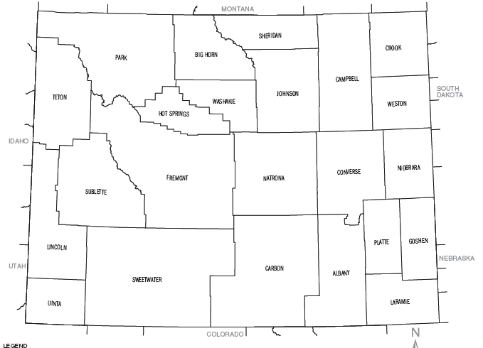 county map of wyoming county map of wyoming