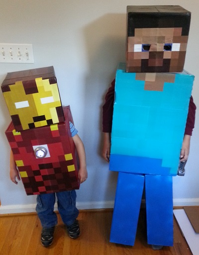 Minecraft Costumes Steve and Ironman